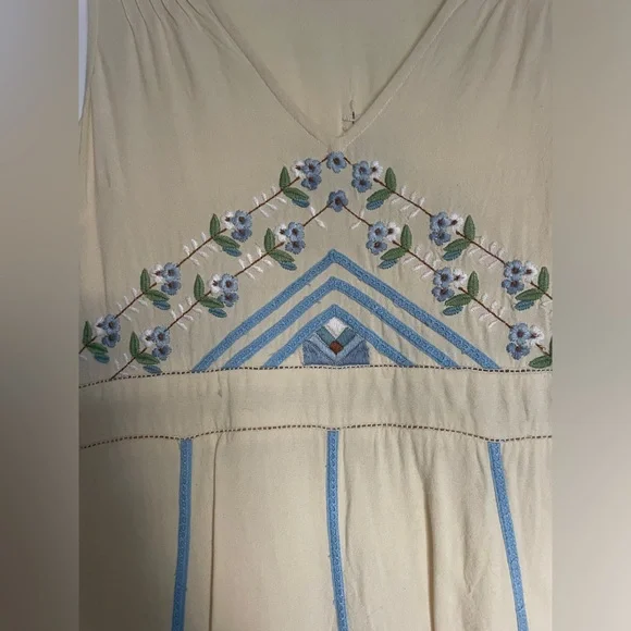 Kimchi Blue 🩵 Yellow and Blue Embroidered Mini Dress, M 💛 - Picture 5 of 7